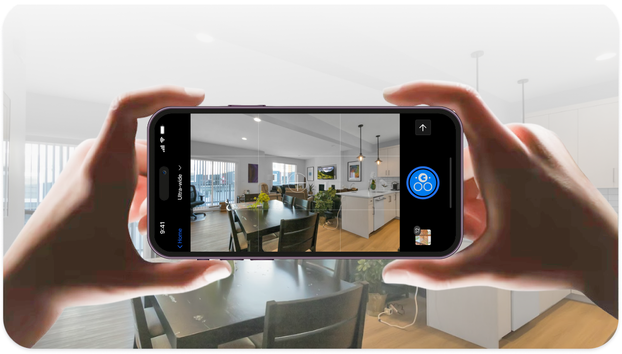 Smartphone displaying property interior