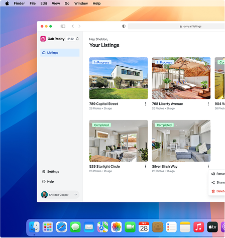 MacBook showing Ovvy interface