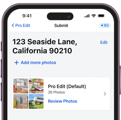 Ovvy editing interface showing property photos