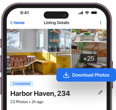 Ovvy download screen showing edited property images